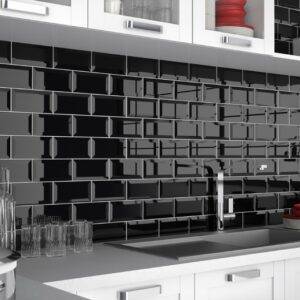 Revestimiento Negro Bisel Brillo 10X20