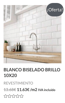 Azulejo blanco biselado brillo.