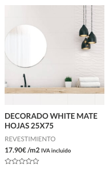 Uno de los mejores azulejos blancos para cocinas es el decorado white mate hojas.