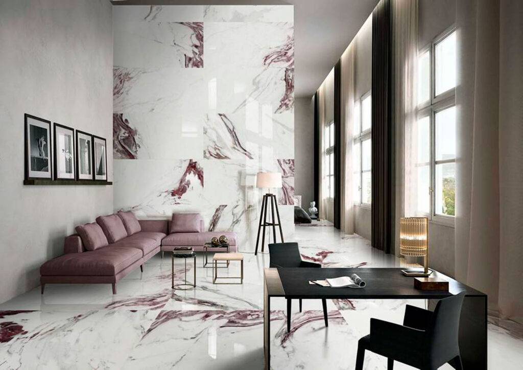 Nuestro pavimento carrara pink está sin duda entre los mejores pavimentos para salones pequeños por la luz que le aportará a tu estancia.