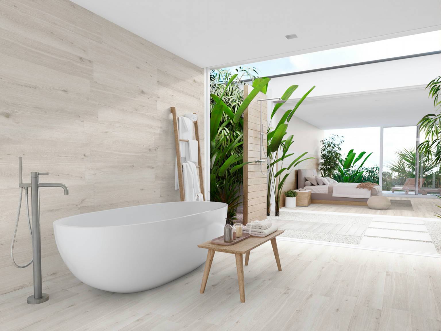 Pavimento porcelánico efecto madera Sia Blanco 23X120