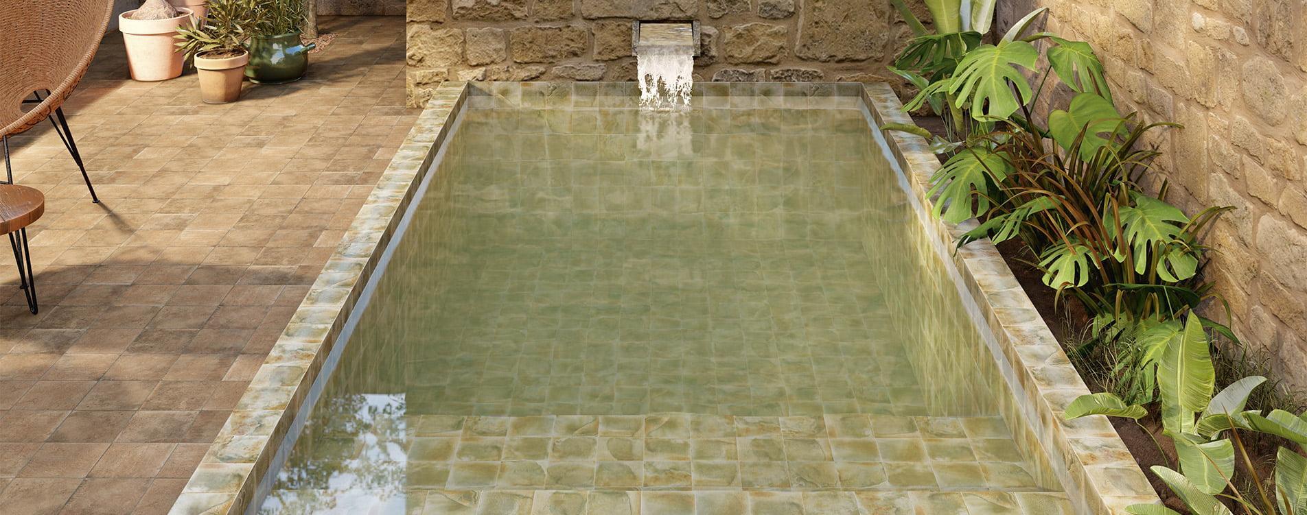 Porcelánico interior piscina Hanoi Green 15x15