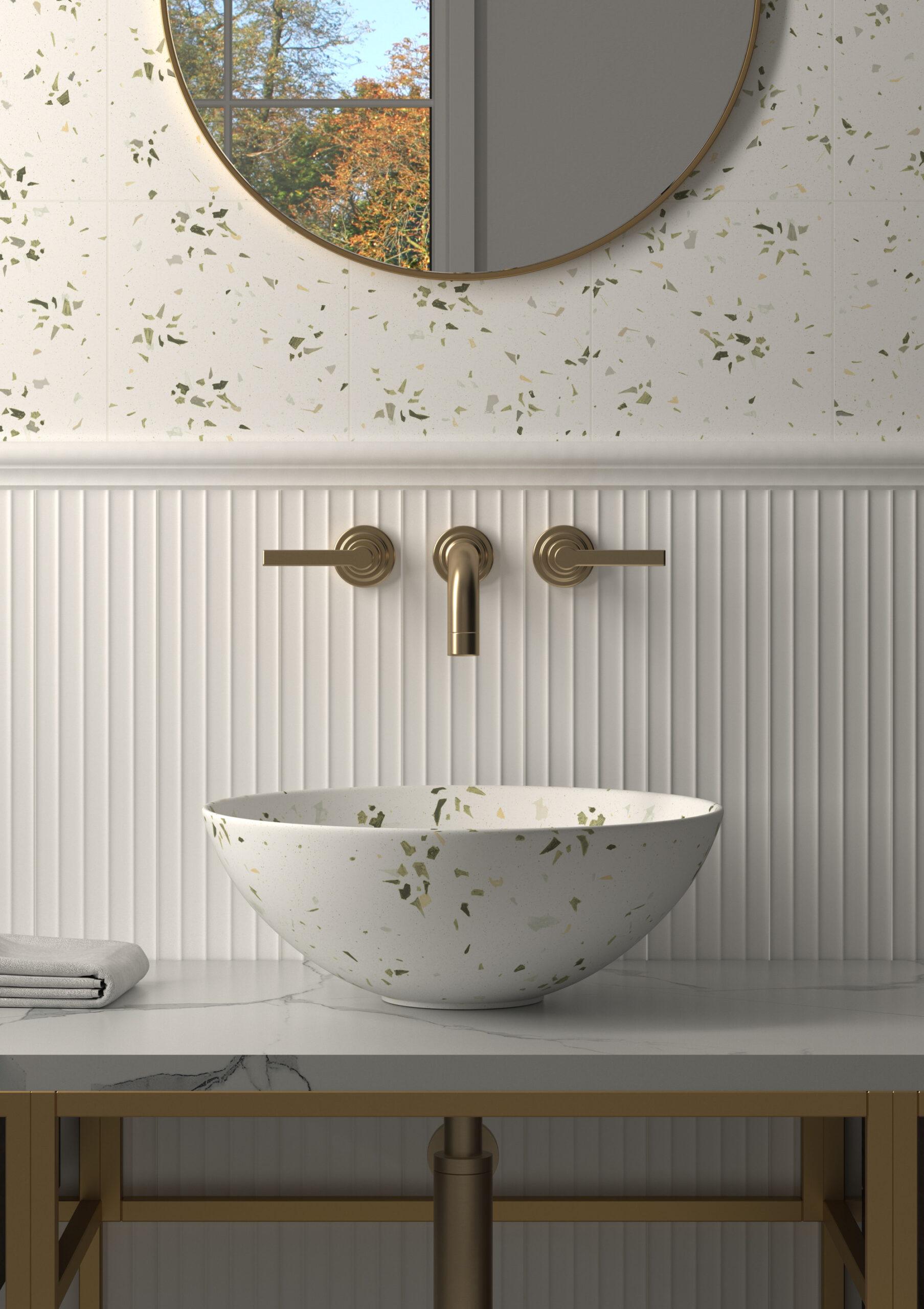 Suelo/Azulejo porcelánico terrazo Fragmenta Verde 20x20 - Imagen 3