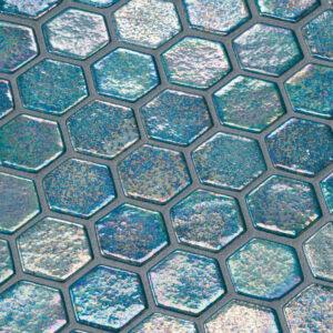 Gresite hexagonal decorativo iridiscente Jade