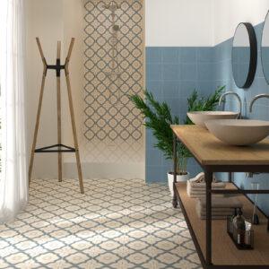Suelo/Azulejo Porcelánico hidráulico Saudade Azul 20x20