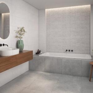 Revestimiento rectificado cemento Essen Concept White 30x90