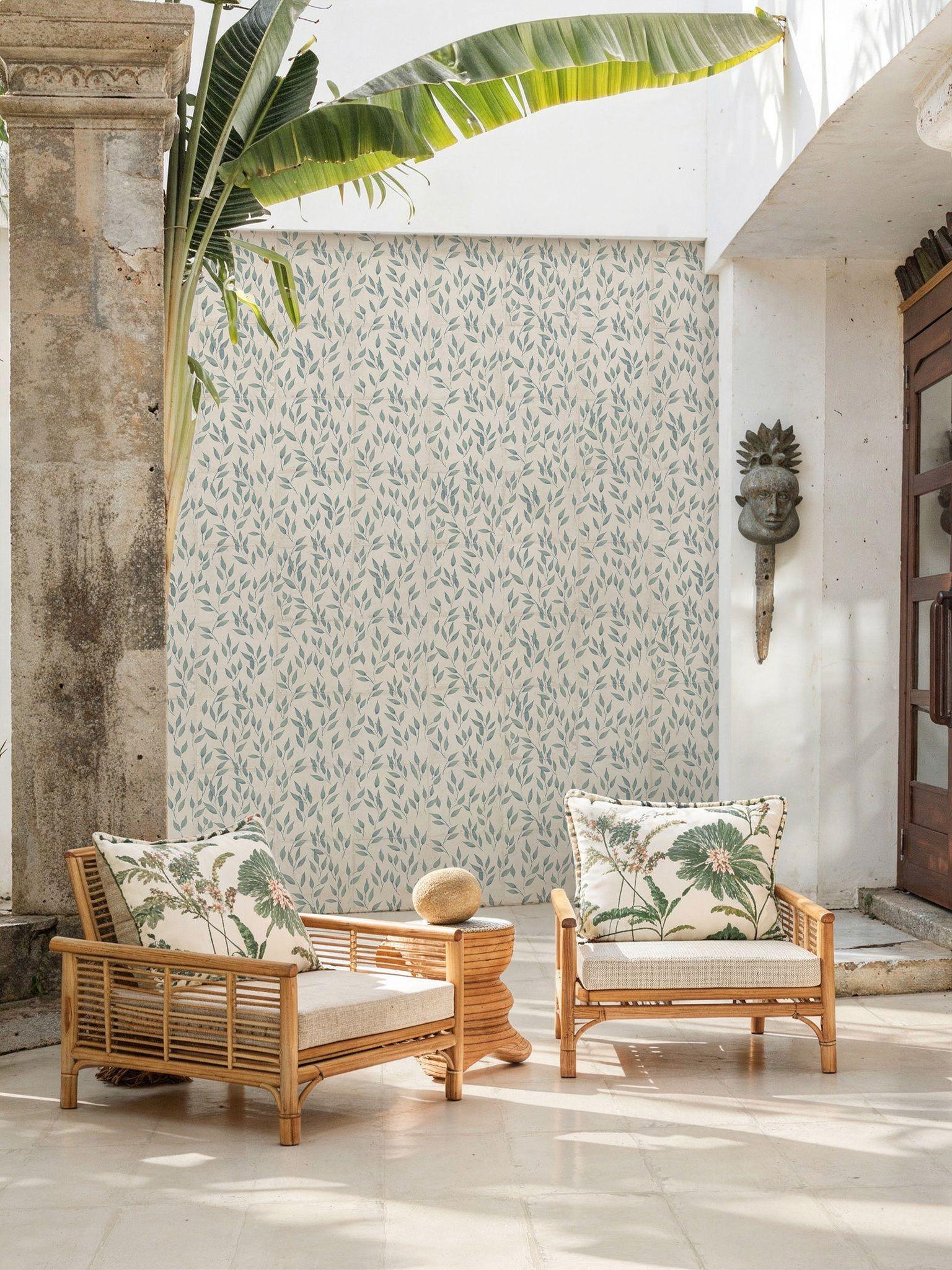Suelo/Azulejo Porcelánico hidráulico floral Foglie Marina 25X25