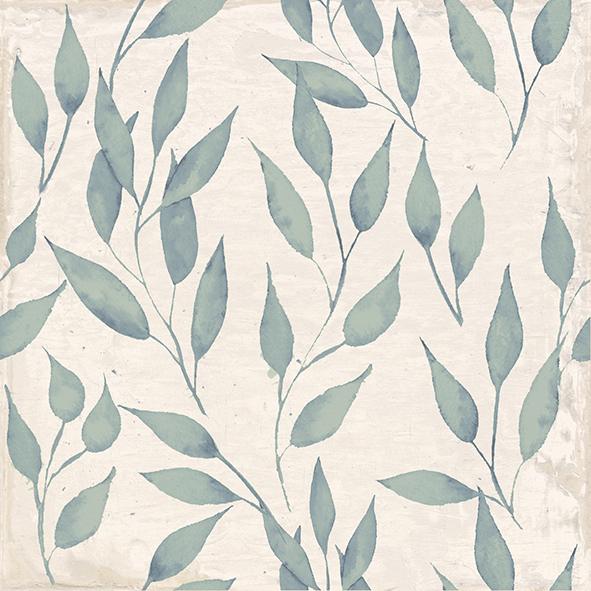 Suelo/Azulejo Porcelánico hidráulico floral Foglie Marina 25X25 - Imagen 2