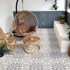 Suelo/Azulejo Porcelánico hidráulico Cadaqués Azul 25x25